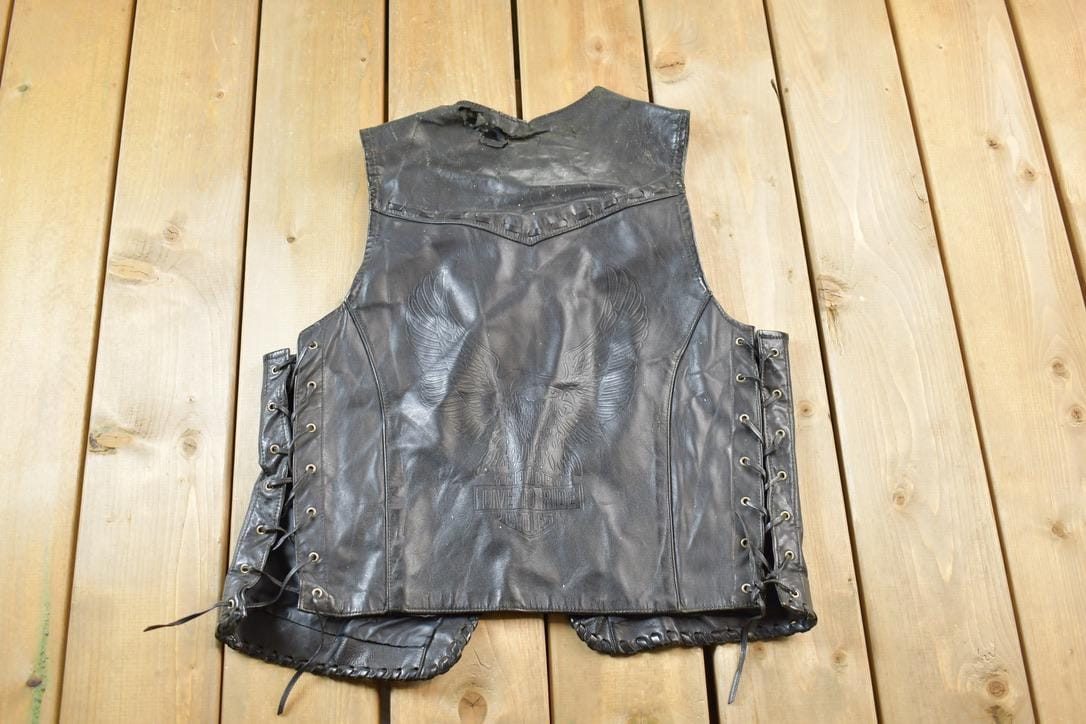 Vintage 1980s Golden Crown Leather Vest Women's S from propervintagecanada