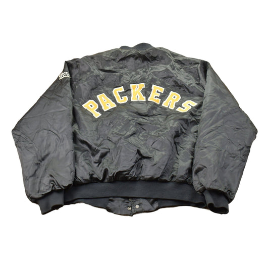 Vintage 1980s Green Bay Packers NFL Chalkline Satin Bomber Jacket Men's XL