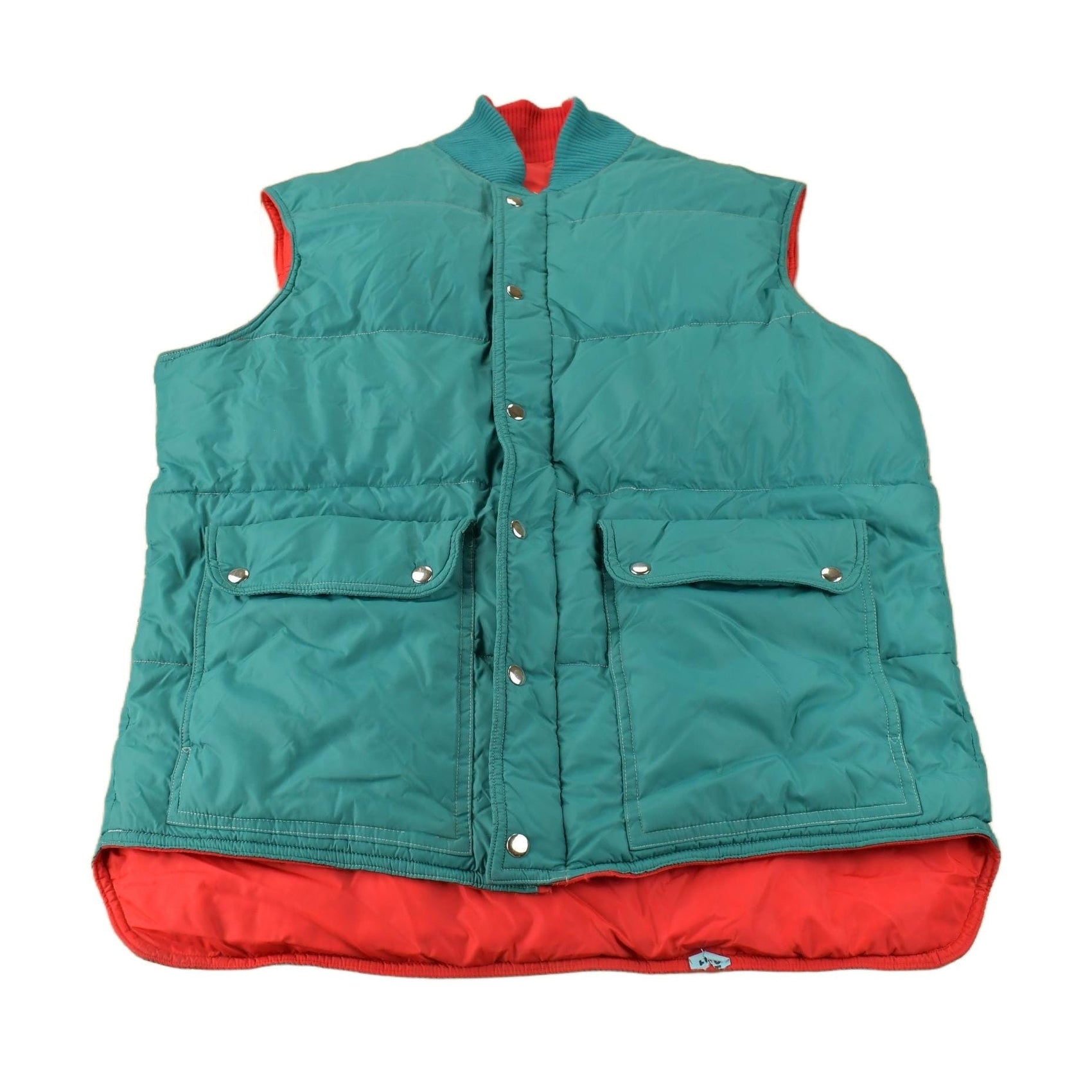 Vintage 1980s Green & Red Reversible Puffer Vest Men's Medium from propervintagecanada