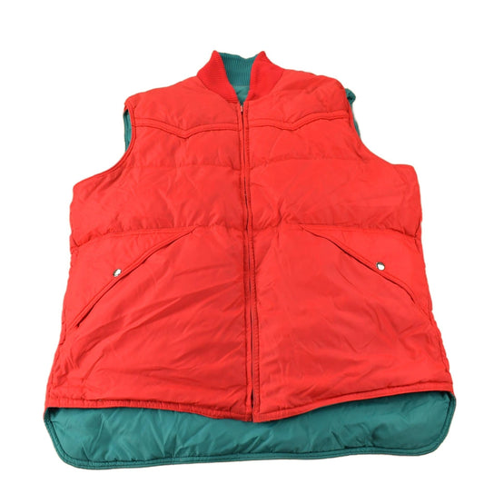Vintage 1980s Green & Red Reversible Puffer Vest Men's Medium from propervintagecanada