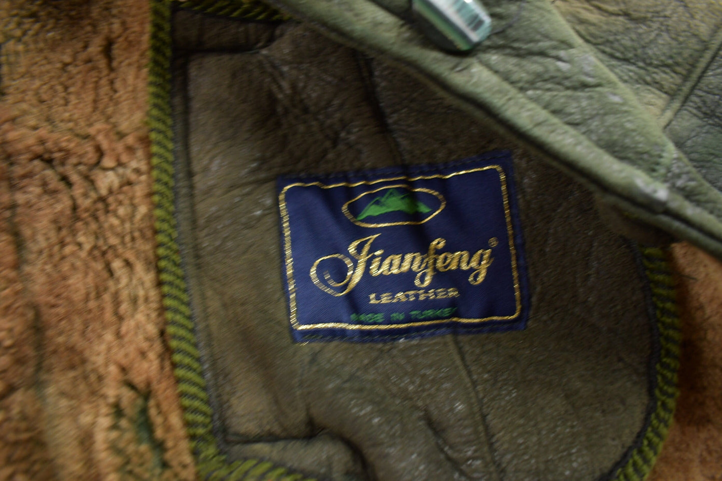 Vintage 1980s Green Shearling Leather Jacket Men's Medium from propervintagecanada