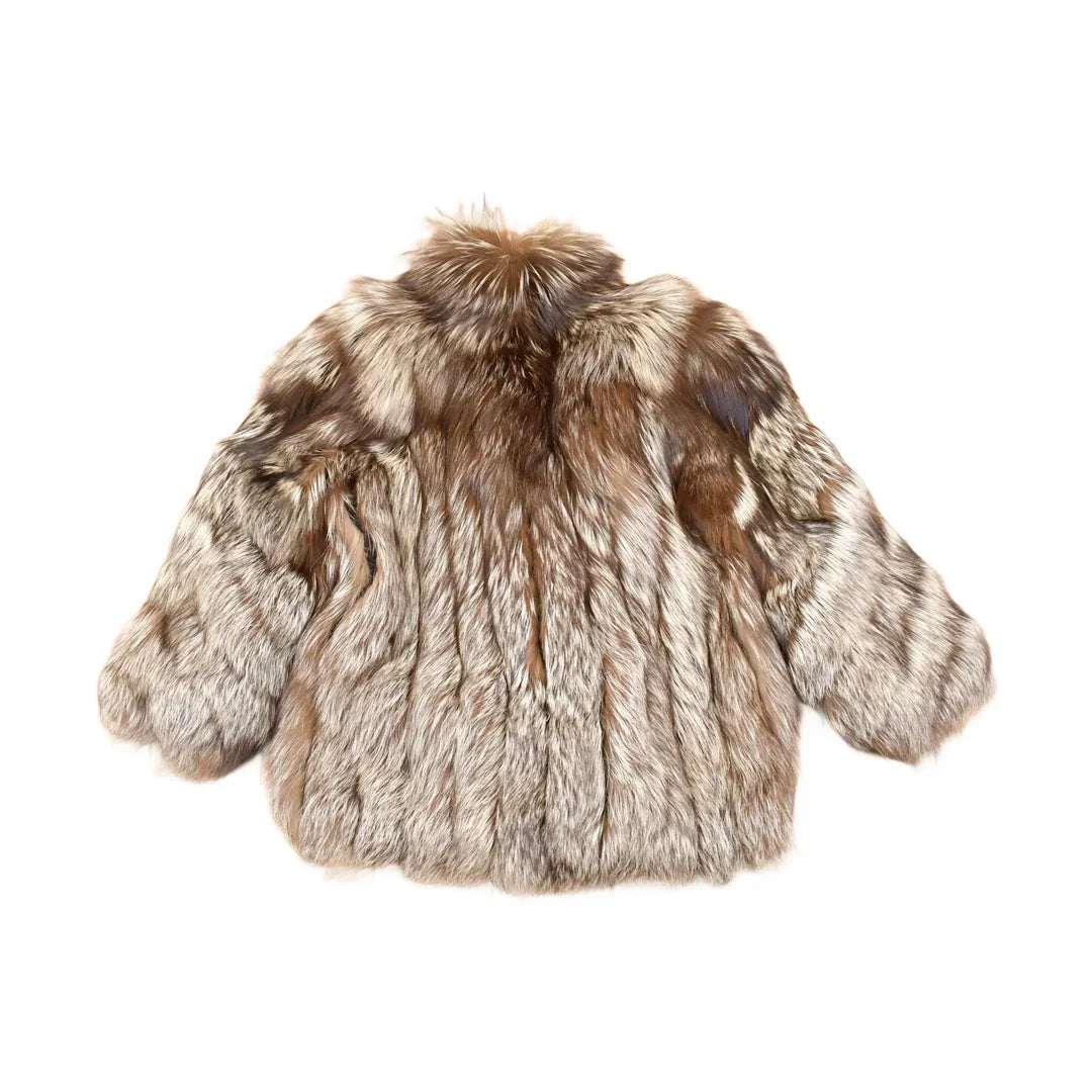 Vintage 1980s Grey Fox Mid Length Fur Coat Saga Fox Royal Made In USA from propervintagecanada