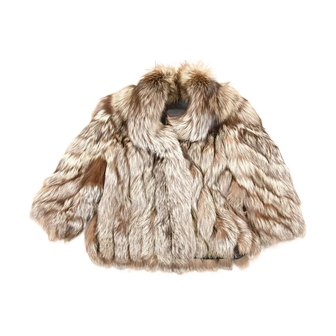 Vintage 1980s Grey Fox Mid Length Fur Coat Saga Fox Royal Made In USA from propervintagecanada
