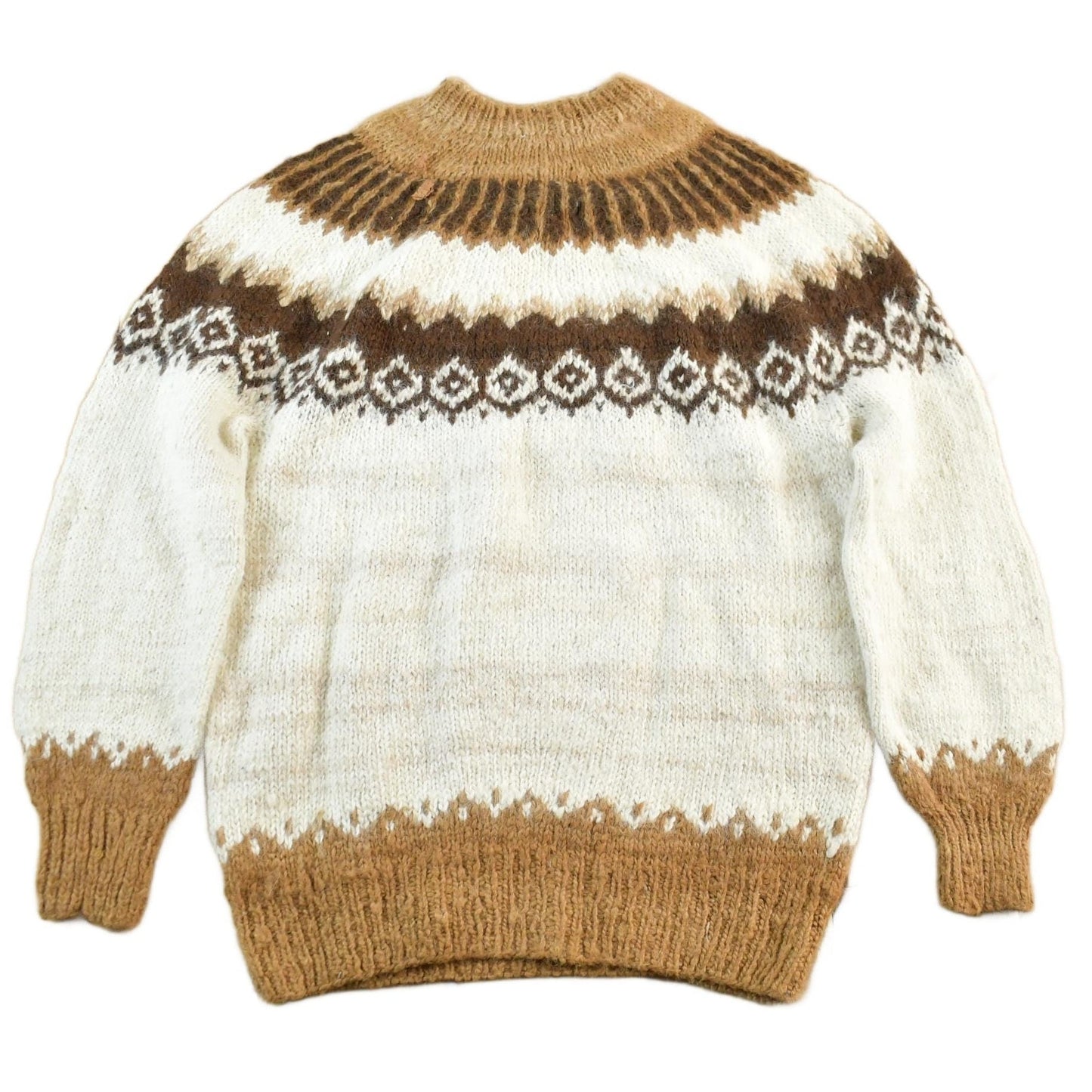 Vintage 1980s Hand Knit Peru Wool Sweater Mens Large from propervintagecanada