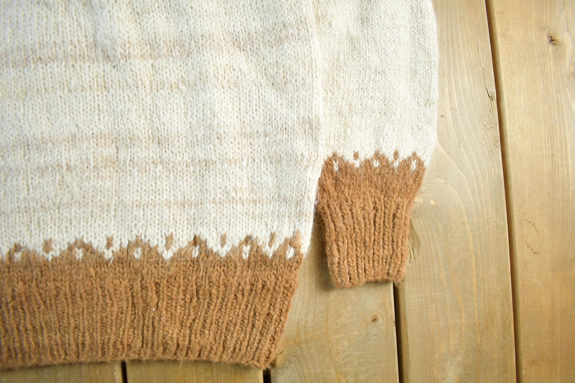 Vintage 1980s Hand Knit Peru Wool Sweater Mens Large from propervintagecanada