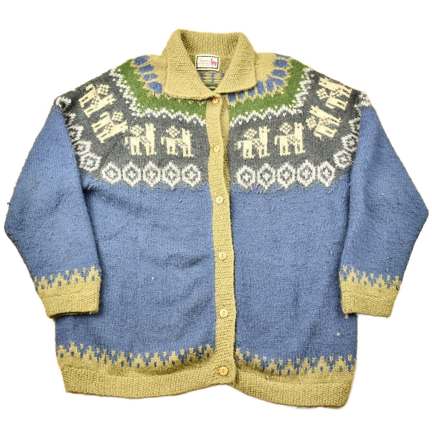 Vintage 1980s Hand Made 100% Alpaca Wool Knitted Sweater / The Alpaca Connection / All Over Pattern / Outdoors Sweatshirt / Abstract Graphic from propervintagecanada