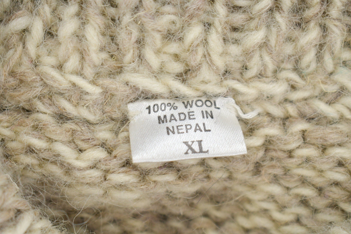 Vintage 1980s Hand Made 100% Wool Knit Heavy Knit Sweater Womens L