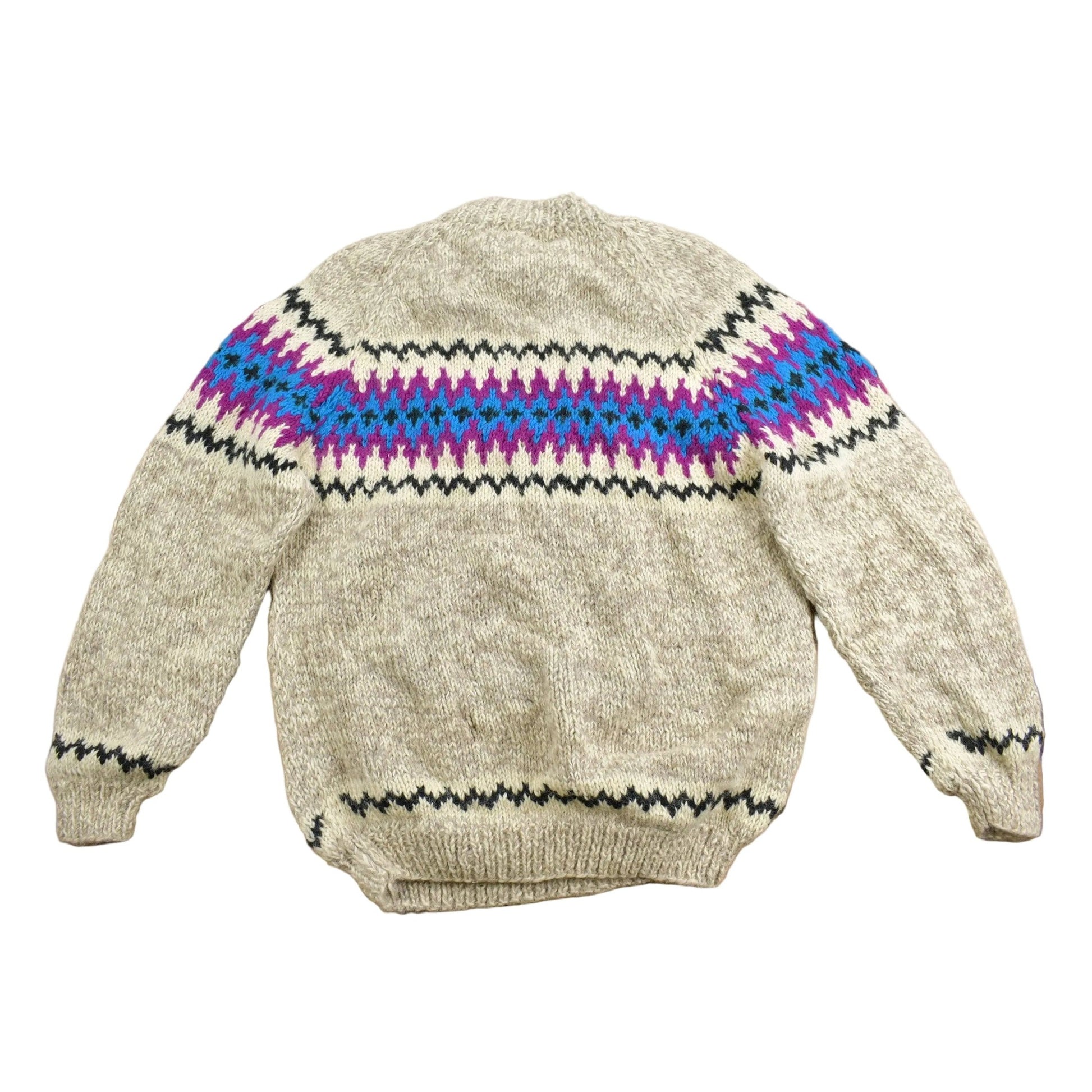 Vintage 1980s Hand Made 100% Wool Knit Heavy Knit Sweater Womens L