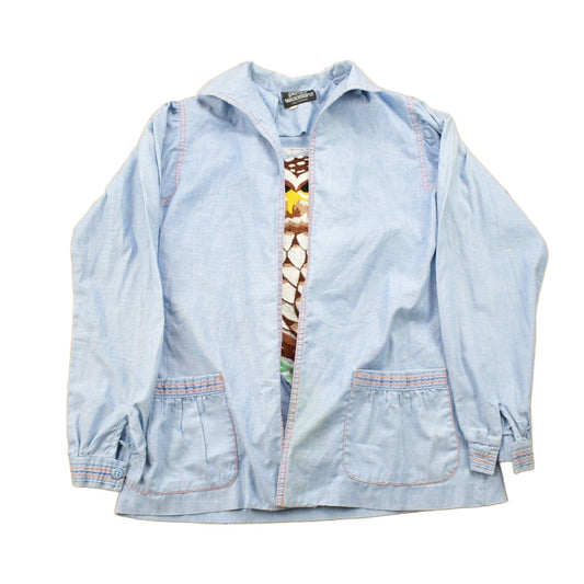 Vintage 1980s Hand Stitched Owl Theme Button Up Shirt Men's M from propervintagecanada