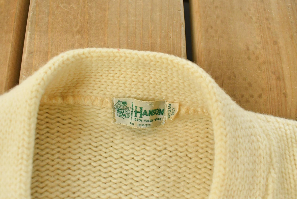 Vintage 1980s Hanson 100% Wool Knit Cardigan Sweater Men's S from propervintagecanada