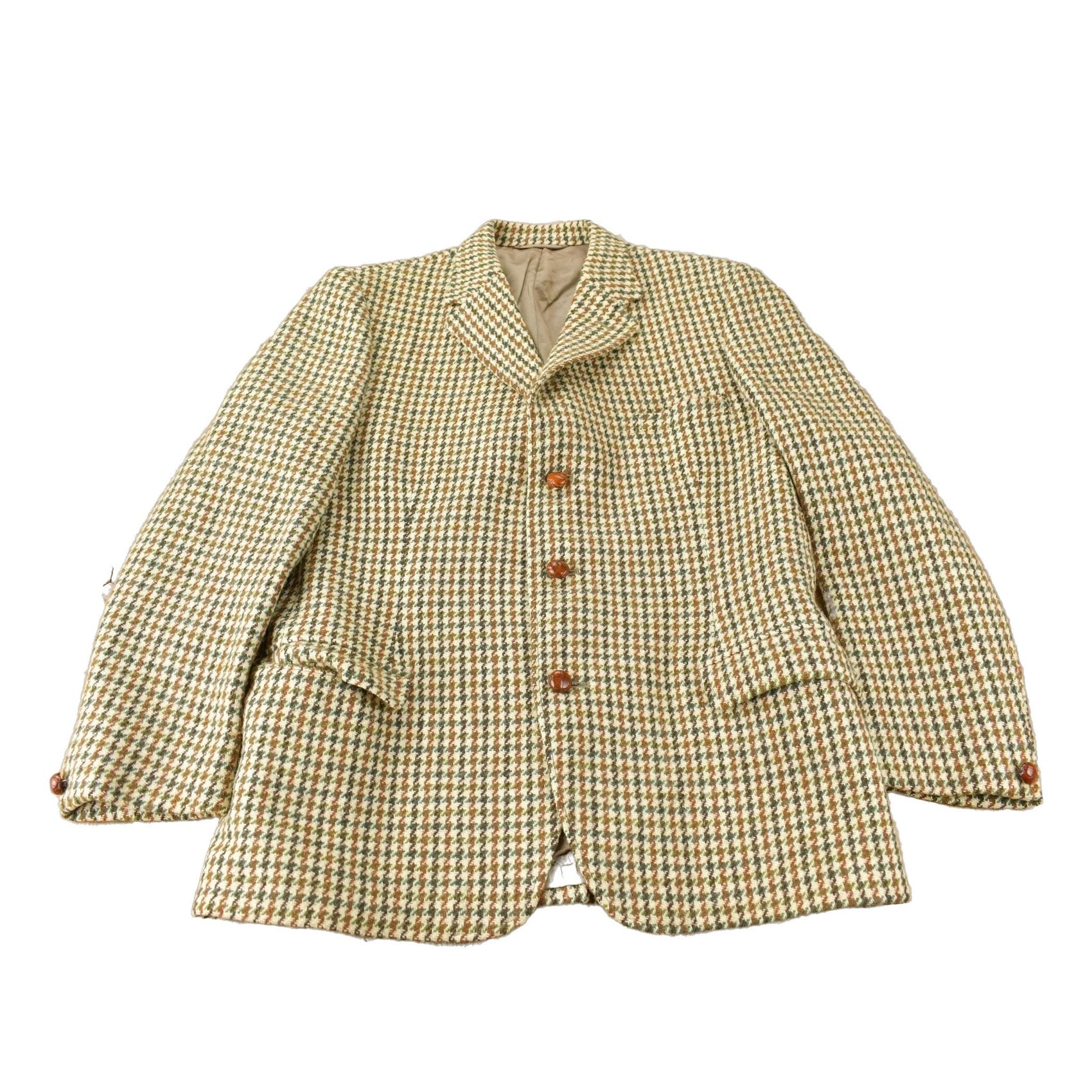 Vintage 1980s Harris Tweed Houndstooth 100% Wool Coat Men's M-L from propervintagecanada