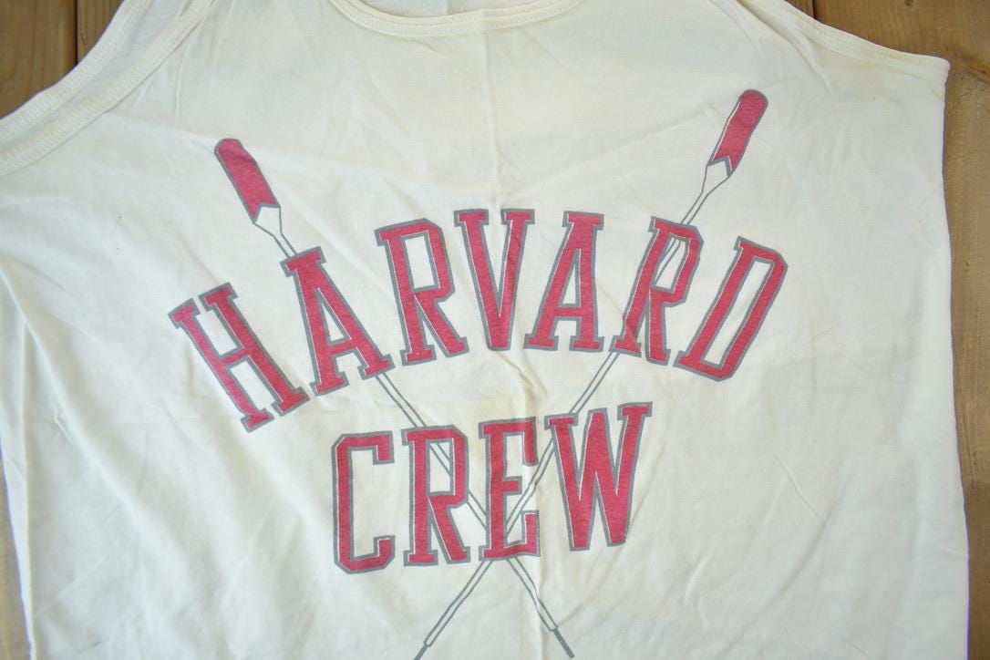 Vintage 1980s Harvard Crew Collegiate Kayaking Shirt Men's Large from propervintagecanada