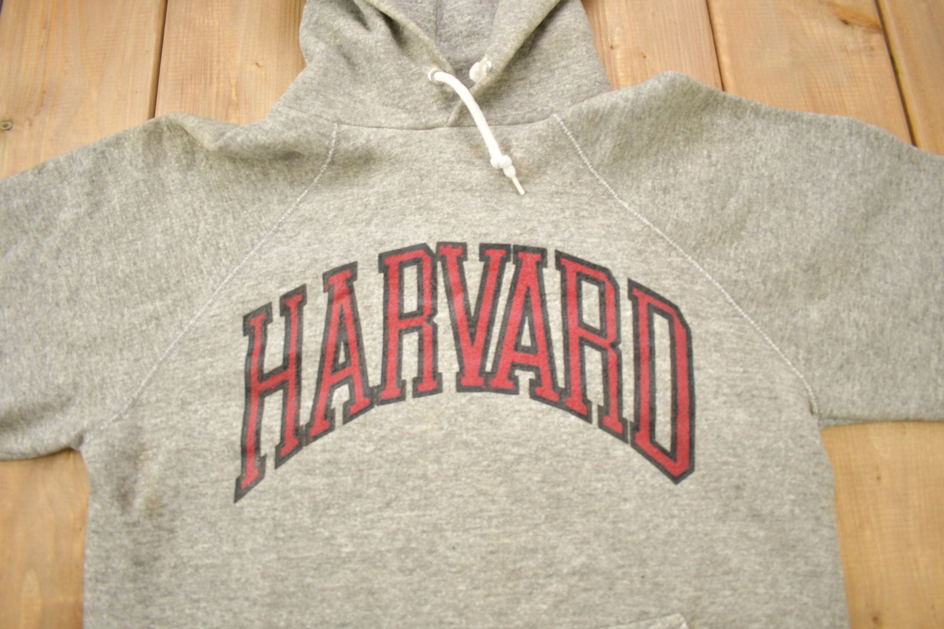 Vintage 1980s Harvard University Collegiate Raglan Hoodie Men's S from propervintagecanada