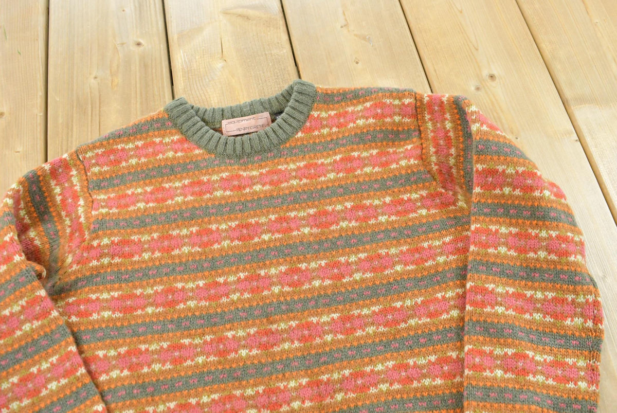 Vintage 1980s Henry Grethel Studio Abstract Lambswool Knit Crewneck Sweater Men's XS from propervintagecanada