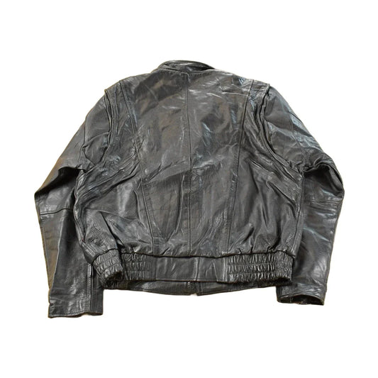 Vintage 1980s Hot Leathers Moto Cafe Racer Biker Leather Jacket Men's Large from propervintagecanada