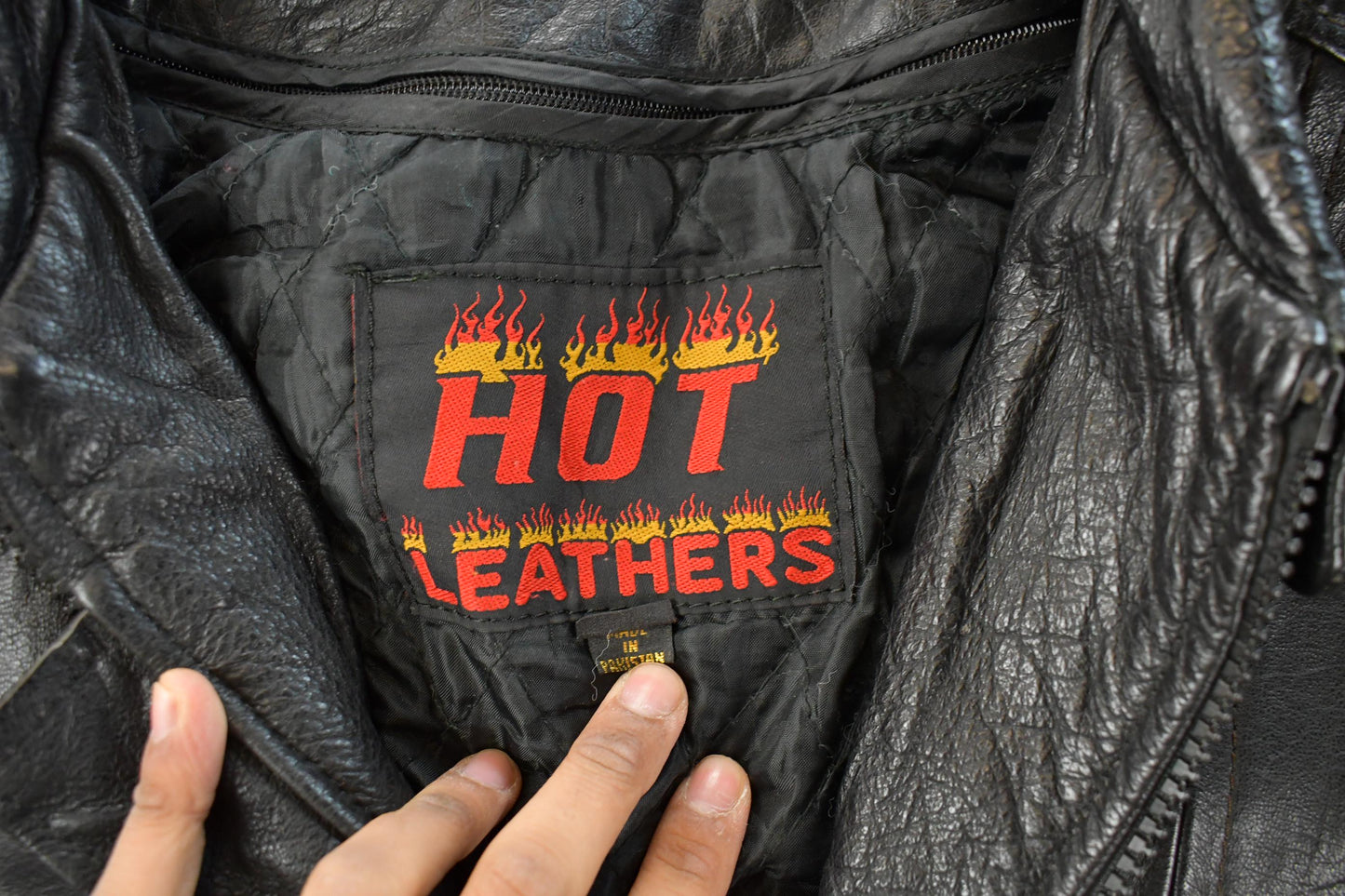 Vintage 1980s Hot Leathers Moto Cafe Racer Biker Leather Jacket Men's Large from propervintagecanada