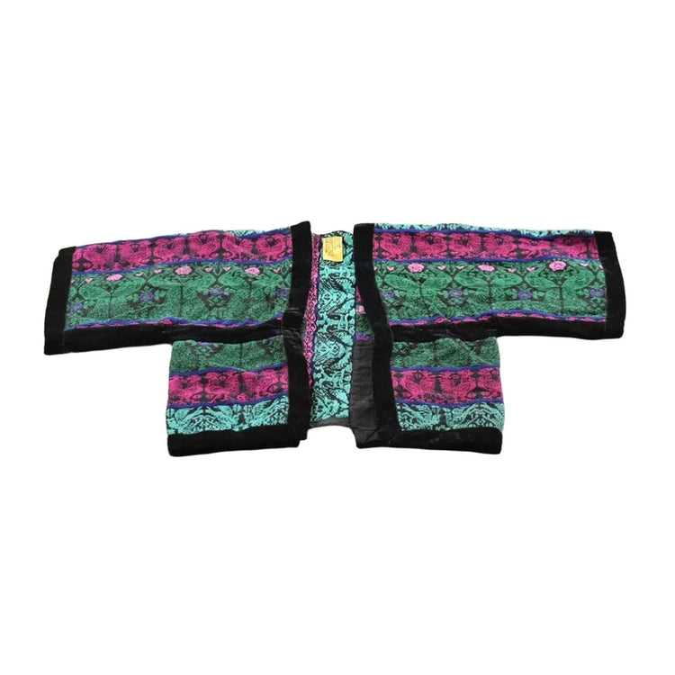 Vintage 1980s Huipil Floral Pattern Tapestry Jacket Women's M Cropped from propervintagecanada