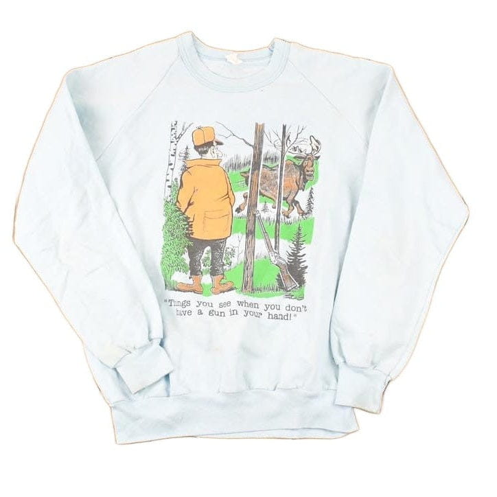 Vintage 1980s Hunters Funny Cartoon Graphic Print Crewneck Sweatshirt Men's M from propervintagecanada