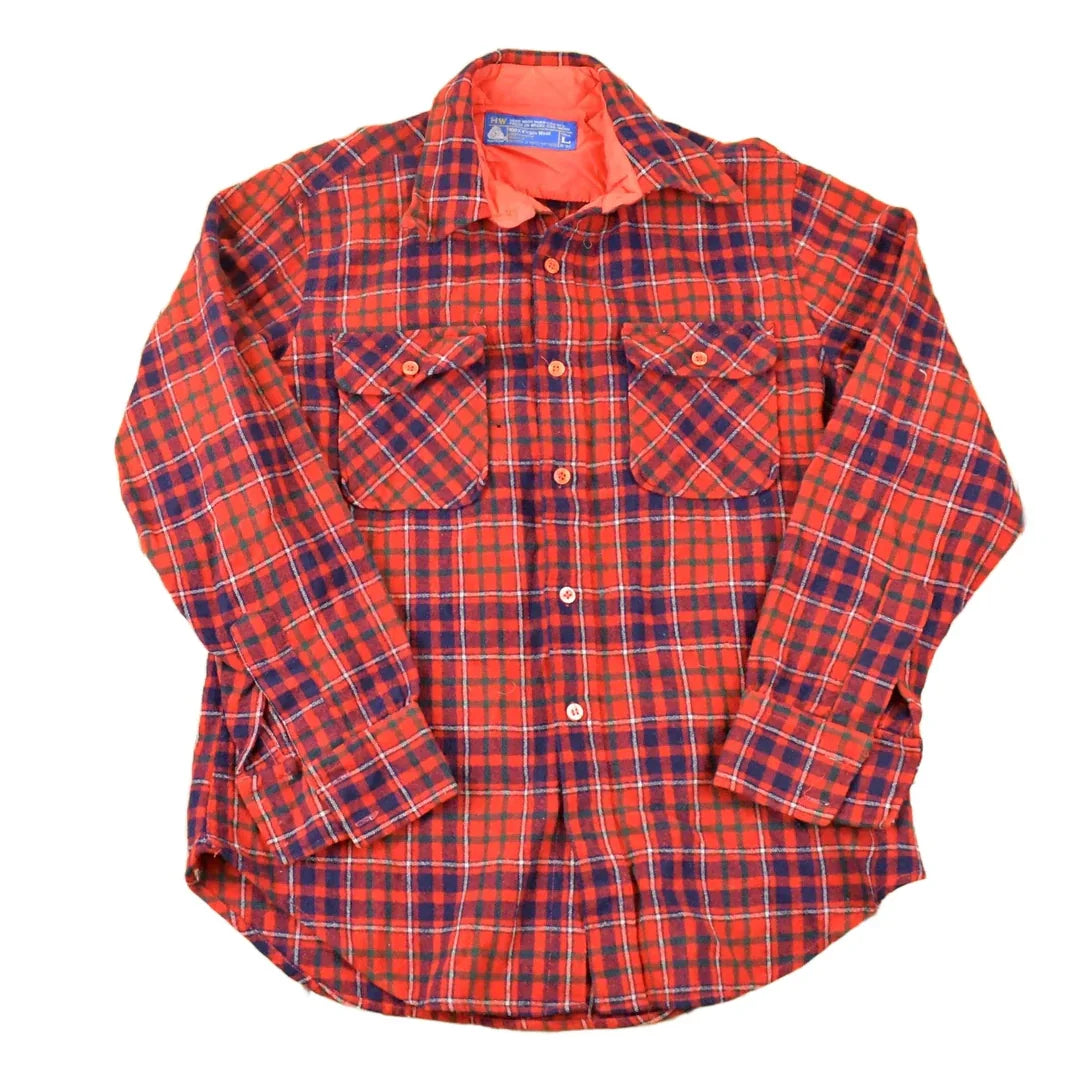 Vintage 1980s HW Virgin Wool Classic Plaid Flannel Button Up Shirt Men's M from propervintagecanada