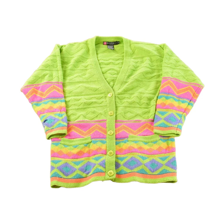 Vintage 1980s IB Diffusion Abstract Knit Cardigan Sweater Women's L from propervintagecanada