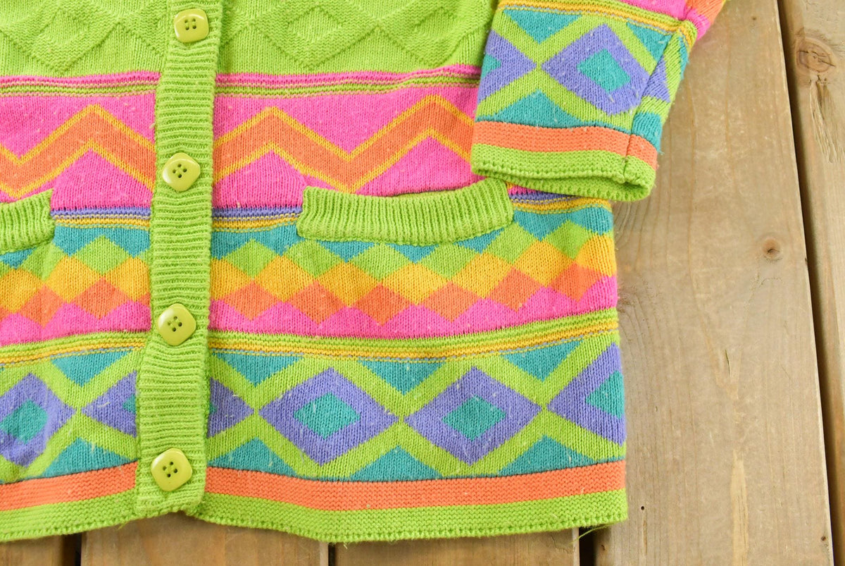 Vintage 1980s IB Diffusion Abstract Knit Cardigan Sweater Women's L from propervintagecanada