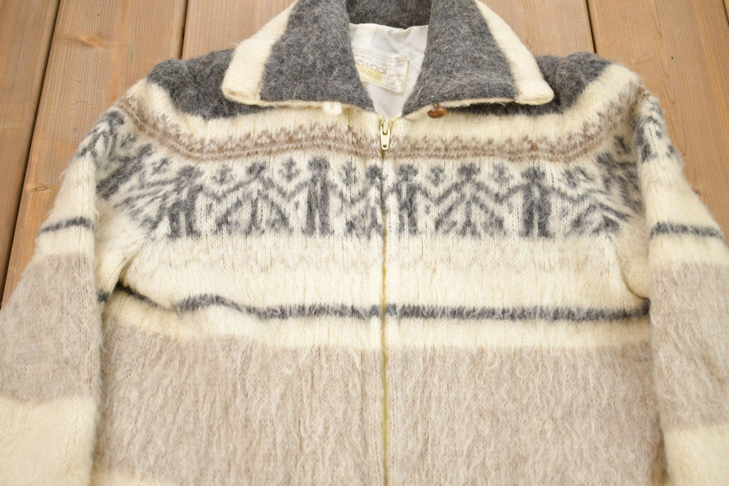 Vintage 1980s Ice Wool 100% Wool Full Zip Jacket from propervintagecanada