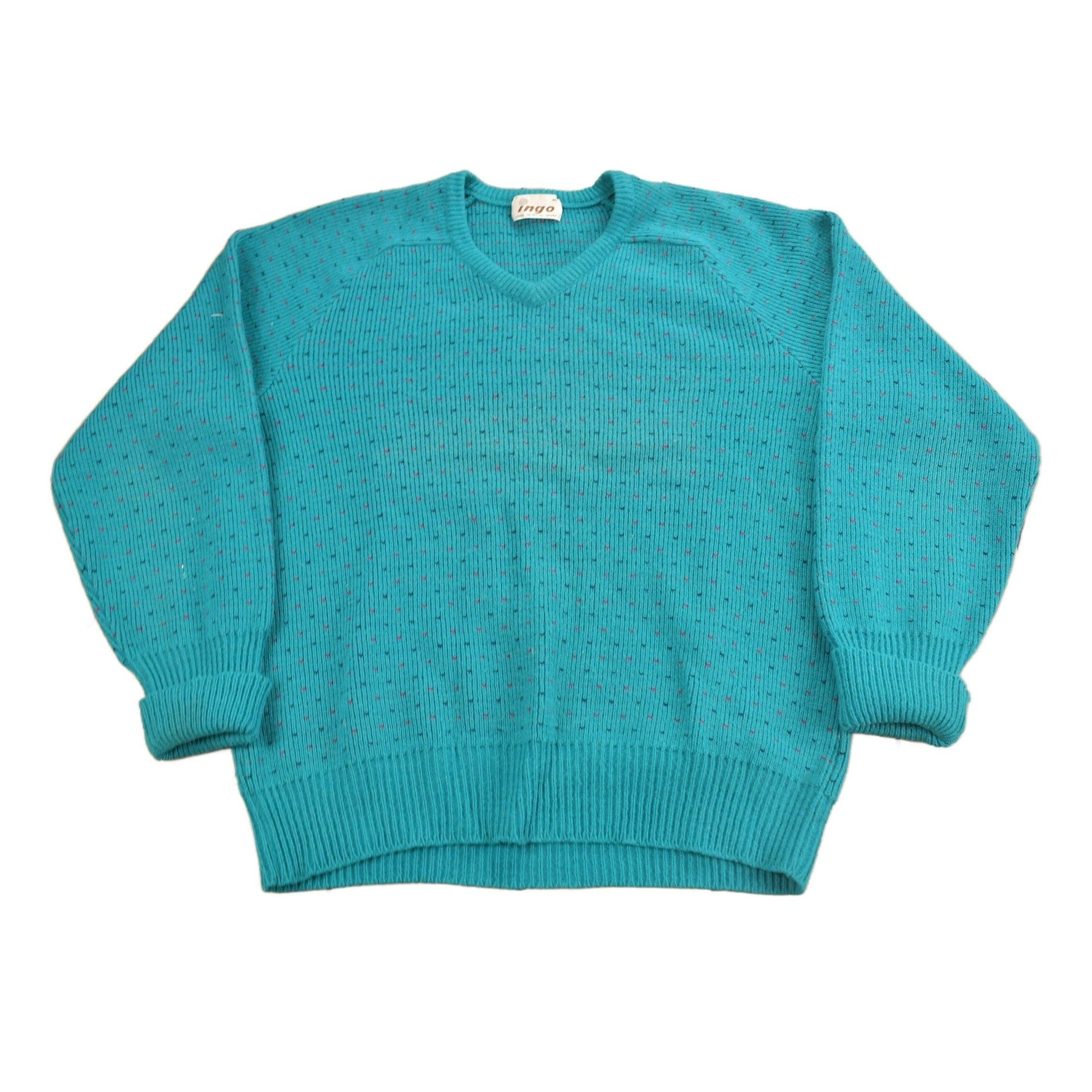 Vintage 1980s Ingo Blank V-Neck Knit Sweater Men's Medium from propervintagecanada