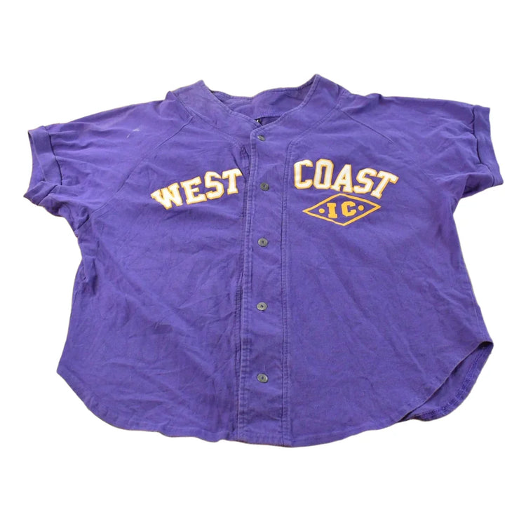 Vintage 1980s Italian Club West Coast Purple Baseball Jersey Men's L from propervintagecanada