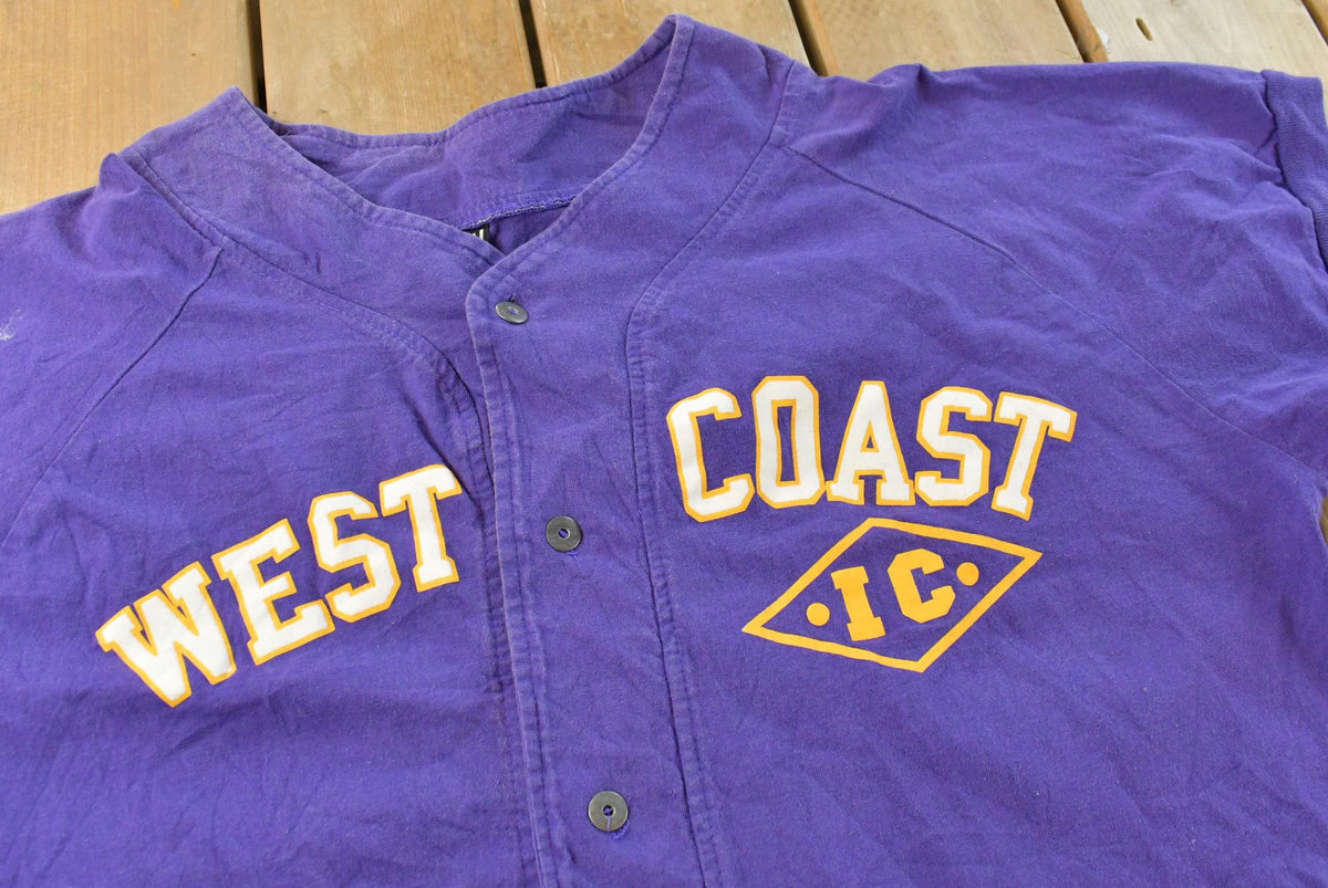Vintage 1980s Italian Club West Coast Purple Baseball Jersey Men's L from propervintagecanada