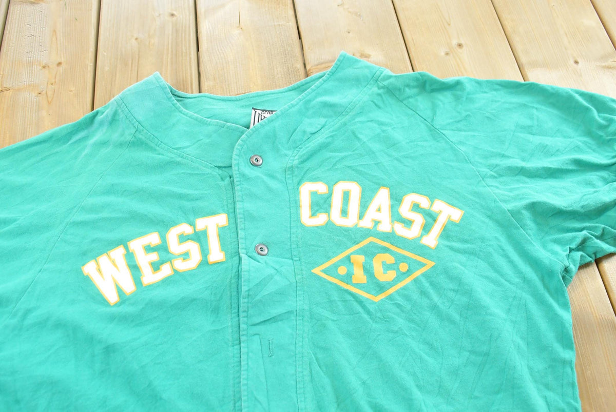 Vintage 1980s Italian Club West Coast Teal Baseball Jersey Men's XL from propervintagecanada