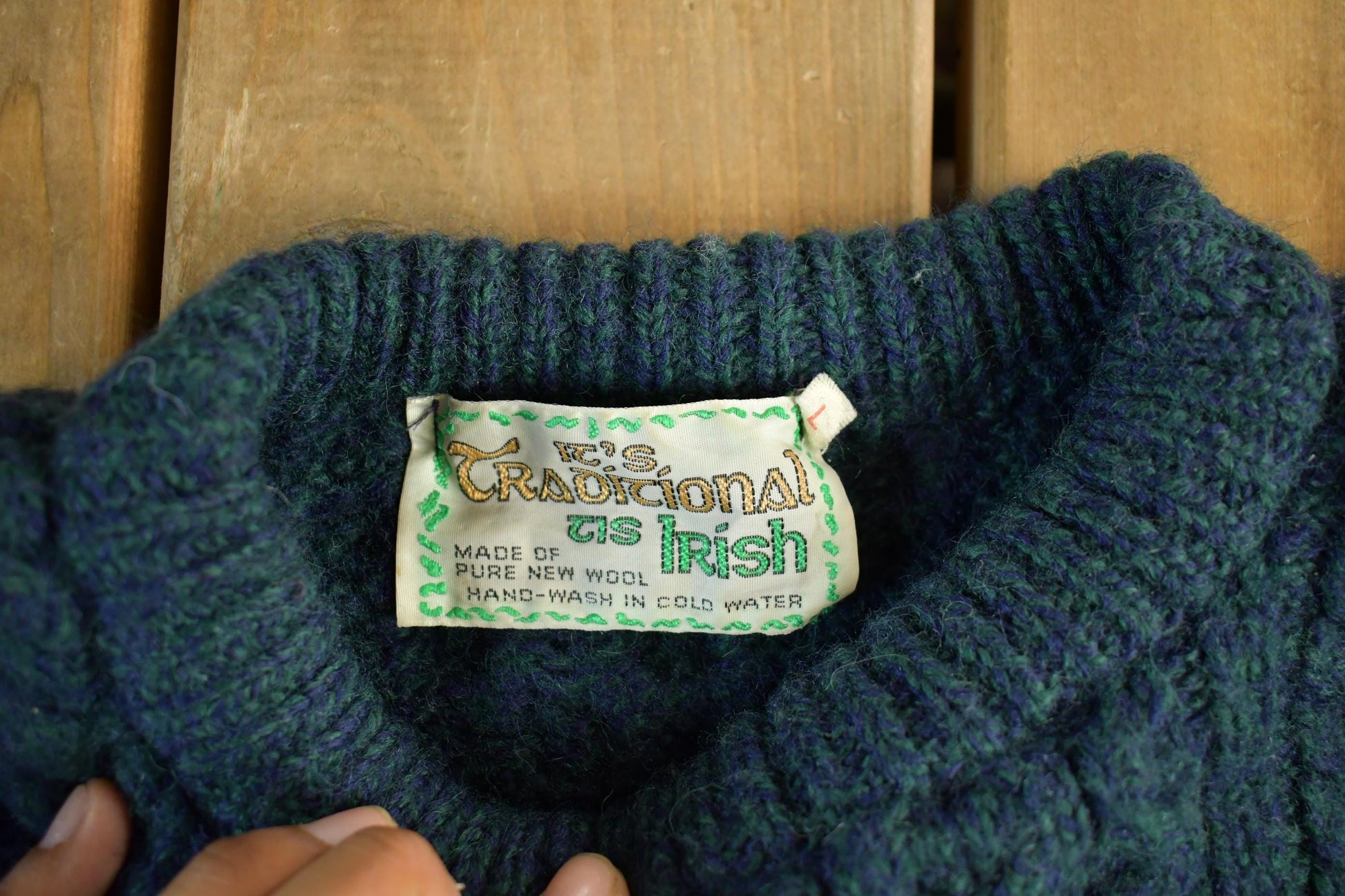 Vintage 1980s Its Traditional Its Irish Knit Wool 3D Cable Knit Sweater Men's Large from propervintagecanada