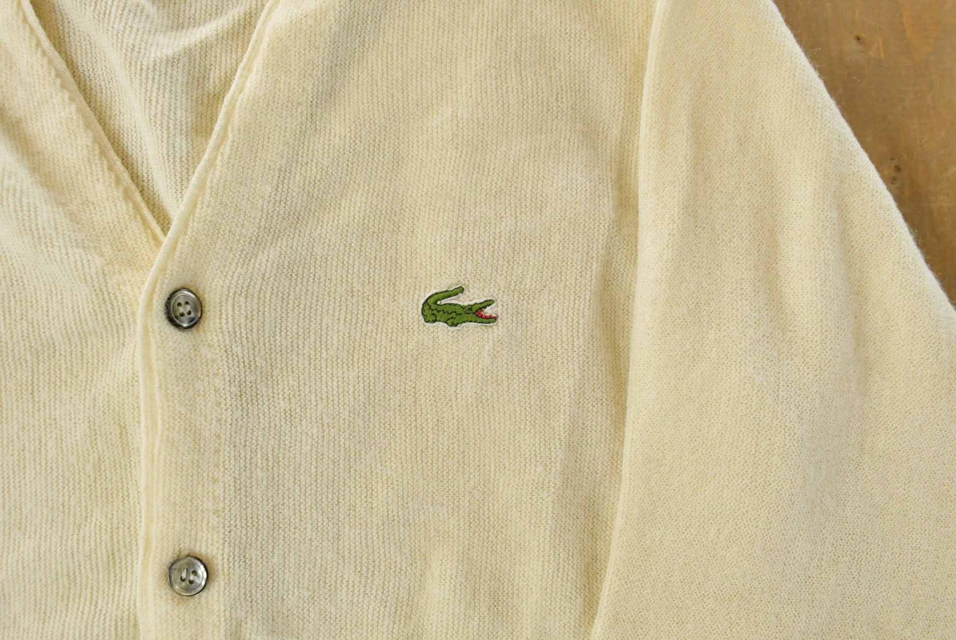 Vintage 1980s Izod Lacoste Knit Cardigan Sweater Men's Medium from propervintagecanada