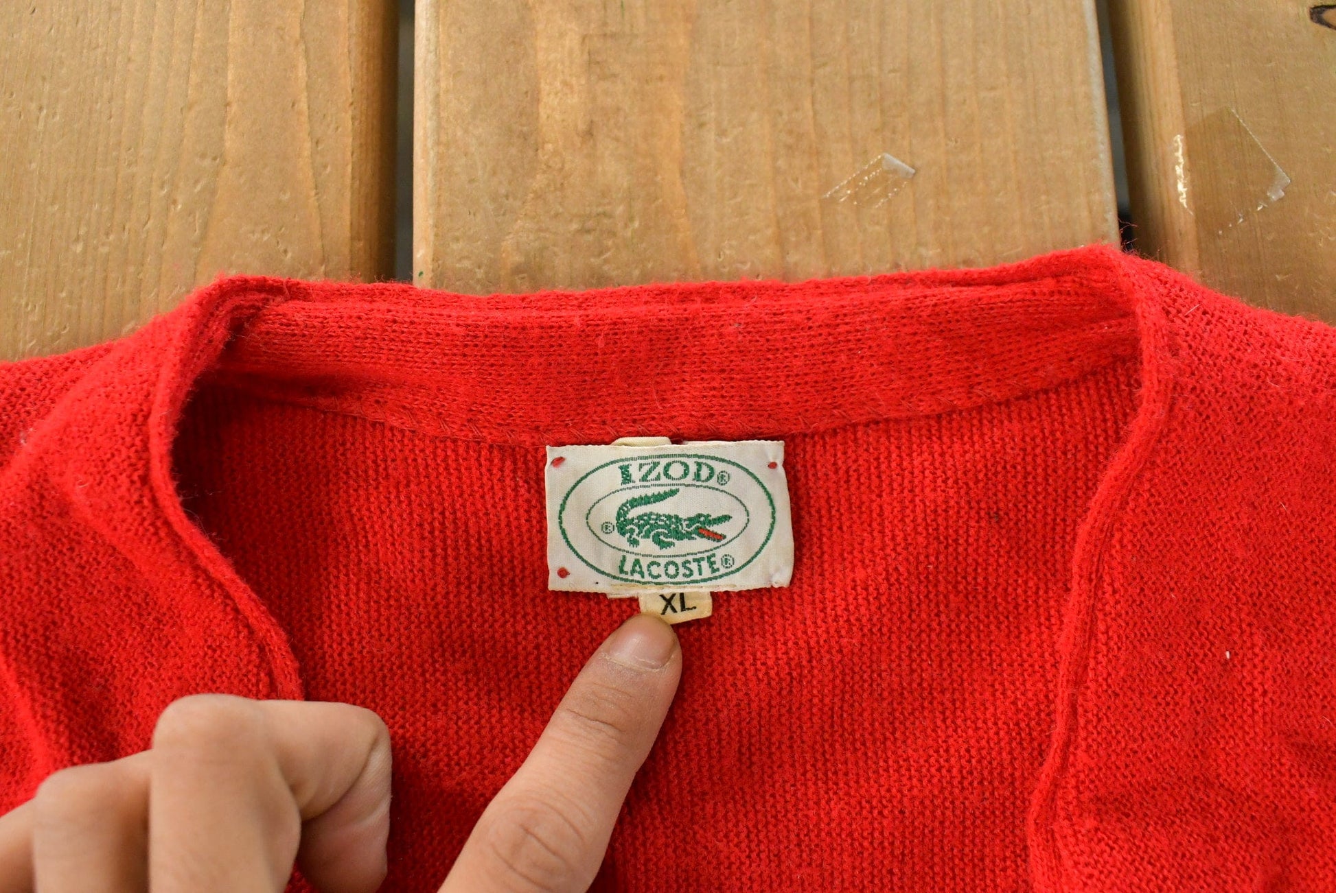 Vintage 1980s Izod Lacoste Knit Cardigan Sweater Men's XL from propervintagecanada