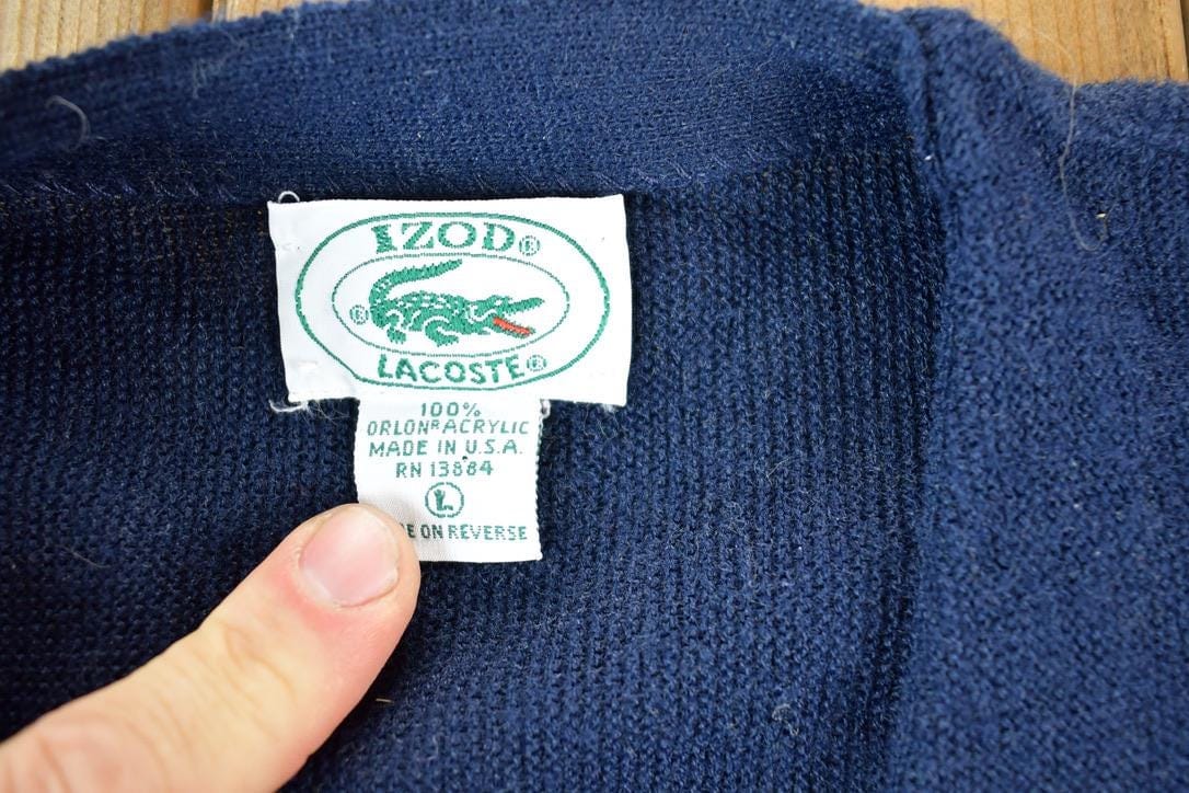 Vintage 1980s Izod Lacoste Knit Perfect Mild Distress Cardigan Sweater Made In USA from propervintagecanada