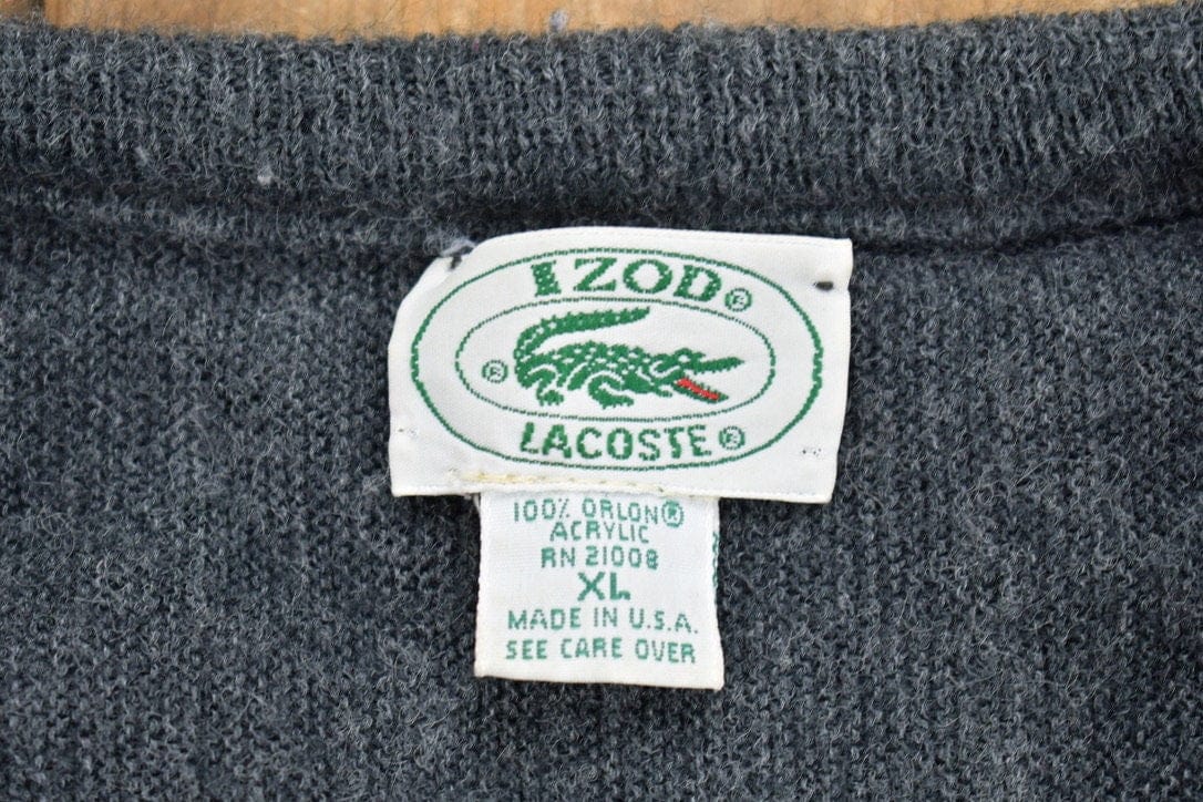 Vintage 1980s Izod Lacoste Knit V-Neck Sweater Men's XL from propervintagecanada