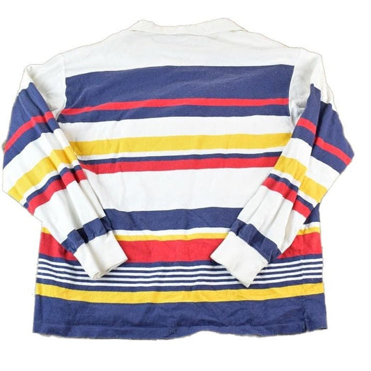 Vintage 1980s Izod Lacoste Rugby Style Quarter Button Up Striped Shirt Men's XL from propervintagecanada