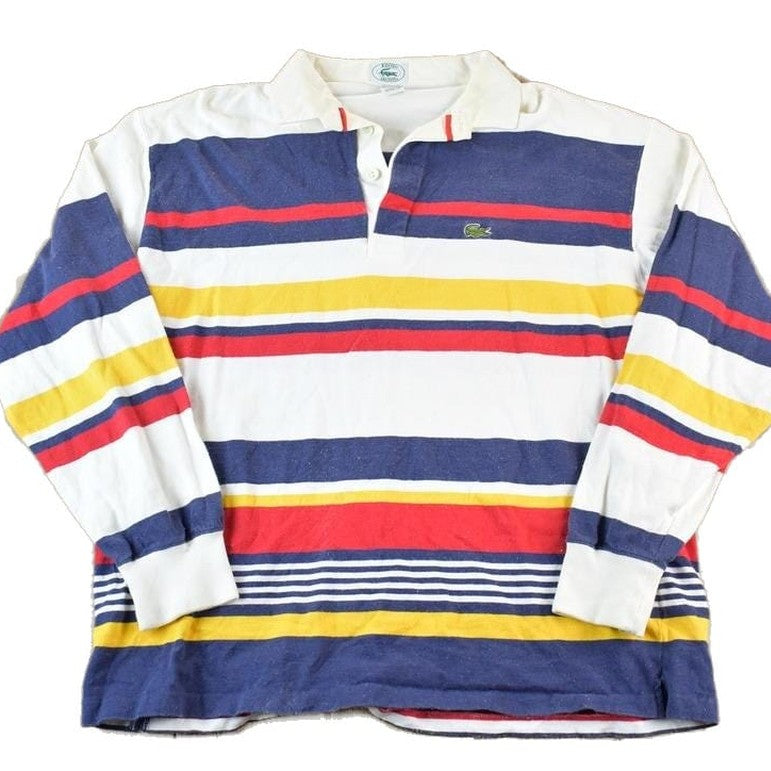 Vintage 1980s Izod Lacoste Rugby Style Quarter Button Up Striped Shirt Men's XL from propervintagecanada