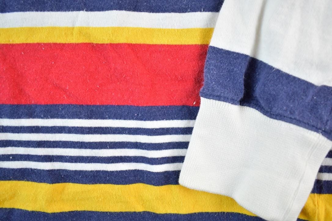 Vintage 1980s Izod Lacoste Rugby Style Quarter Button Up Striped Shirt Men's XL from propervintagecanada