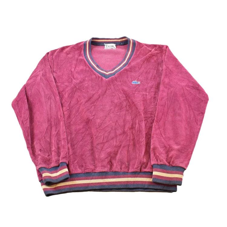 Vintage 1980s Izod Lacoste Velour V-Neck Sweatshirt Men's M from propervintagecanada