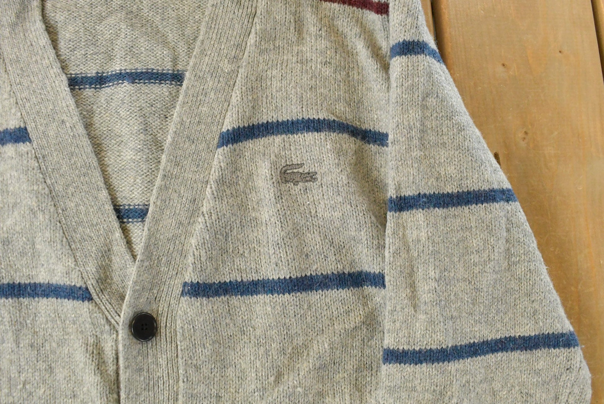 Vintage 1980s Izod Lacoste Wool Knit Cardigan Sweater Men's Small from propervintagecanada