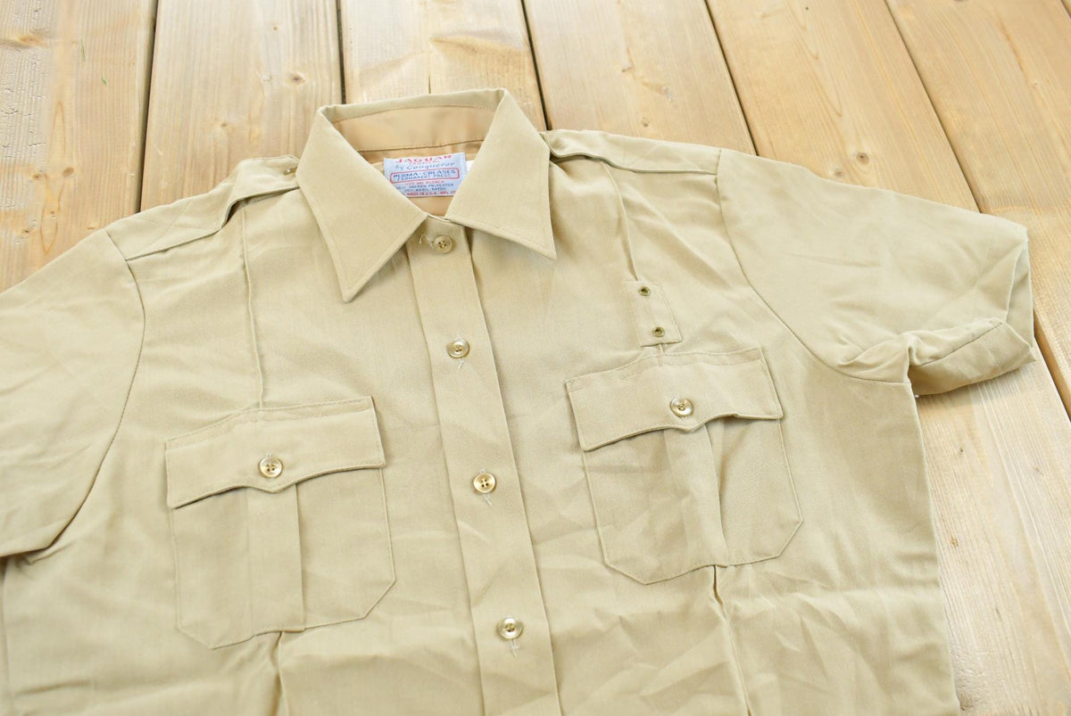 Vintage 1980s Jaguar Tropical by Conqueror Button Up Beige Safari Style Shirt Men's Men's Medium from propervintagecanada