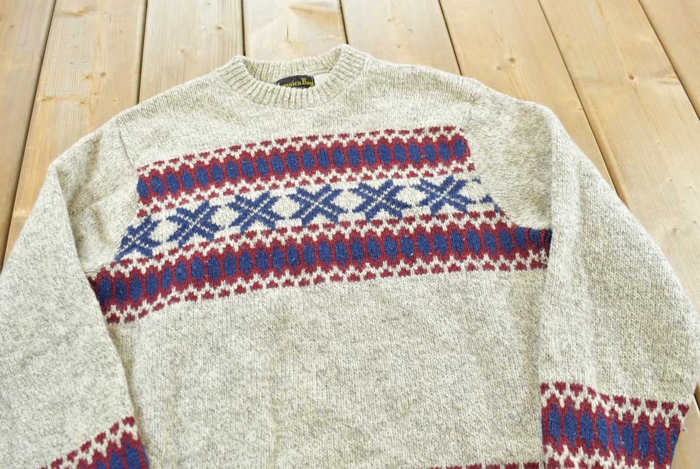Vintage 1980s Jamaica Bay Knit Sweater Mens M from propervintagecanada