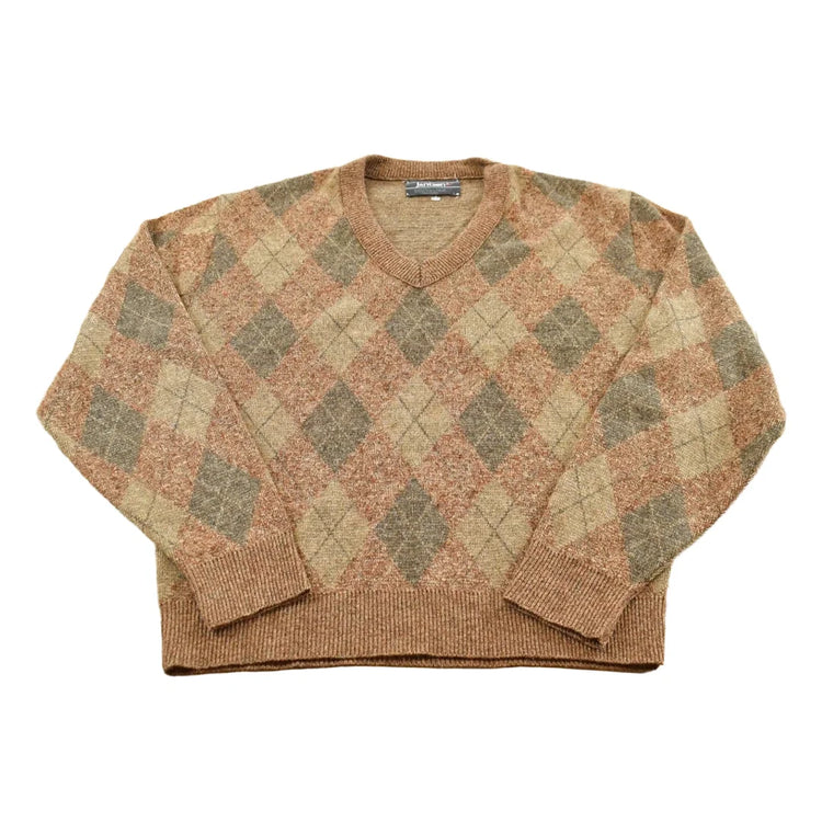 Vintage 1980s Jantzen Knit Argyle Crewneck Pullover Sweater Men's M from propervintagecanada
