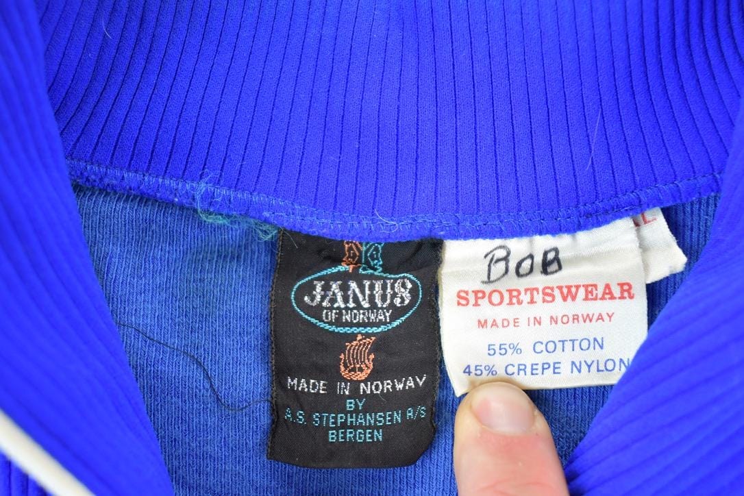 Vintage 1980s Janus Of Norway Souvenir Quarter Zip Sweatshirt Made In Norway Men's Large from propervintagecanada