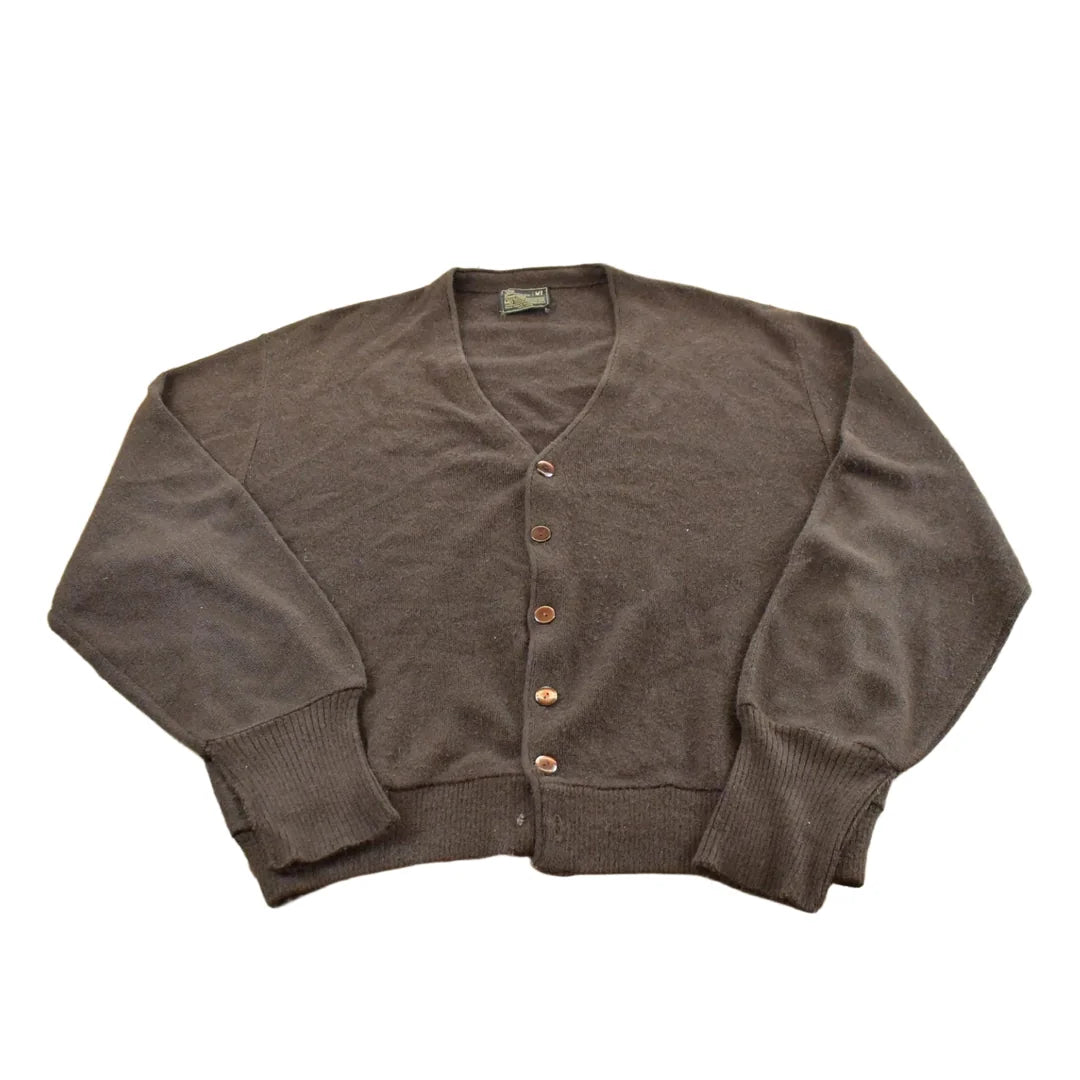 Vintage 1980s JC Penney Acrylic Knit Brown Cardigan Men's M from propervintagecanada