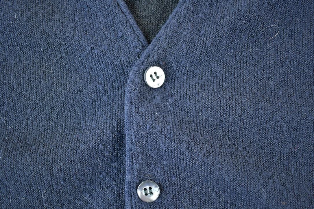 Vintage 1980s JC Penny Knit Perfect Mild Distress Cardigan Sweater Men's Small from propervintagecanada