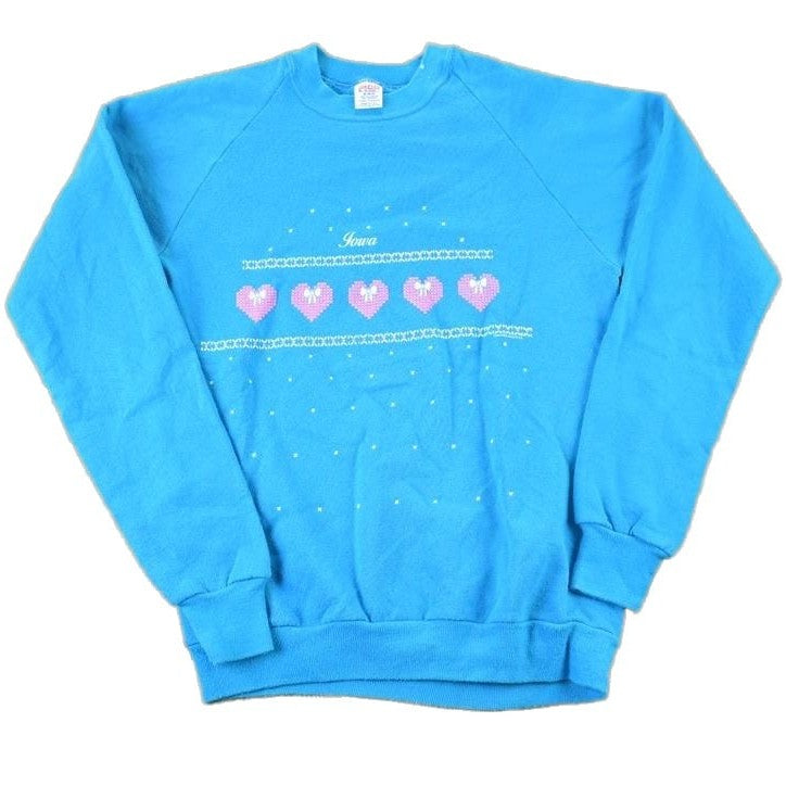 Vintage 1980s Jerzees Iowa Hearts Souvenir Crewneck Sweatshirt Made In USA Men's Medium from propervintagecanada