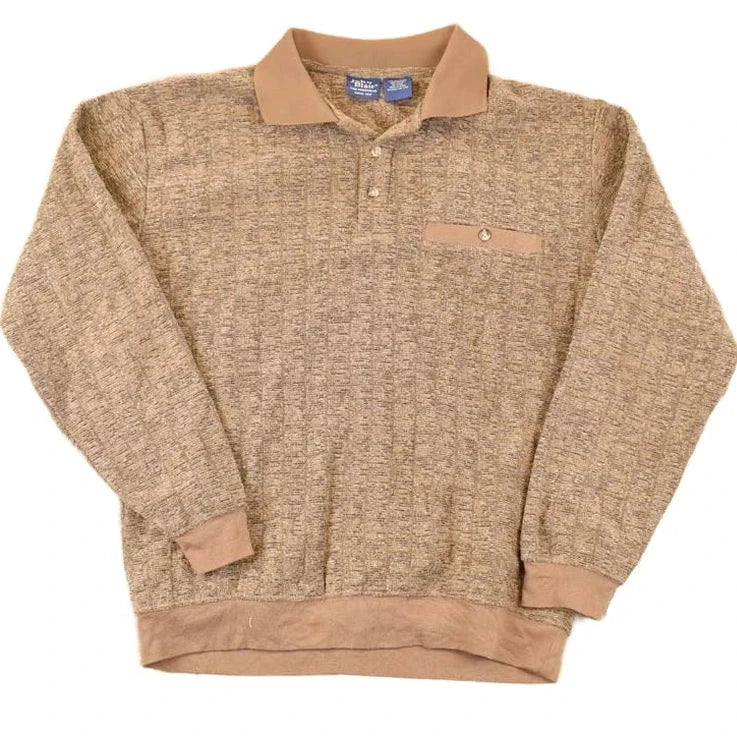 Vintage 1980s John Blair Quarter Button Knit Shirt Men's L from propervintagecanada