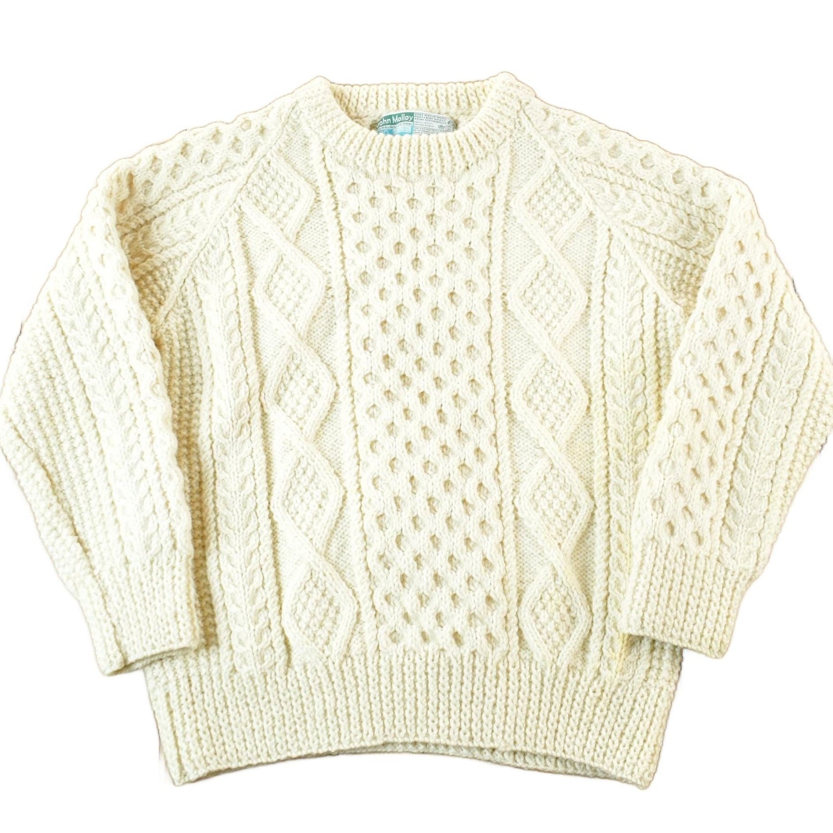 Vintage 1980s John Molloy Irish Fisherman Ribbed Wool Knit Sweater Men's Small from propervintagecanada