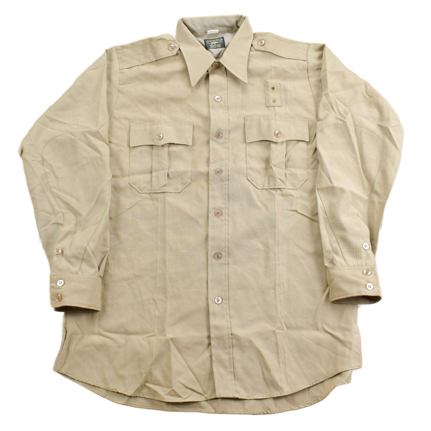 Vintage 1980s Khaki Uniform Button Up Shirt Men's XL from propervintagecanada